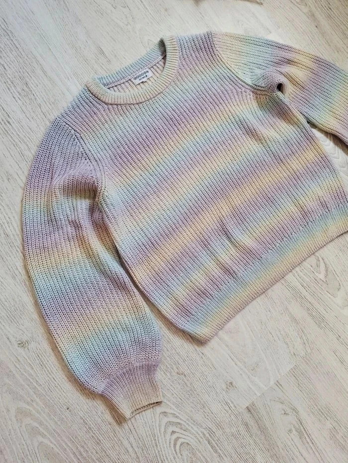 Jersey de mujer con cuello redondo a rayas en colores pastel arcoíris tie and dye Bonobo - Talla S – photo 3